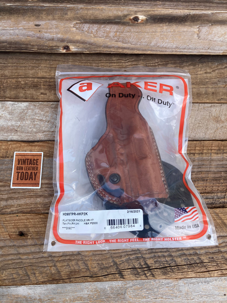 AKER DISCONTINUED PLAIN Brown Leather Flatsider Paddle Holster For H&K HK P2000