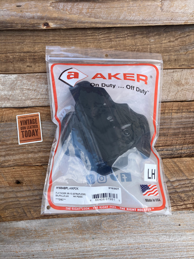 AKER Flatsider Plain Black Leather Open Top OWB Holster For H&K HK P 2000 LEFT