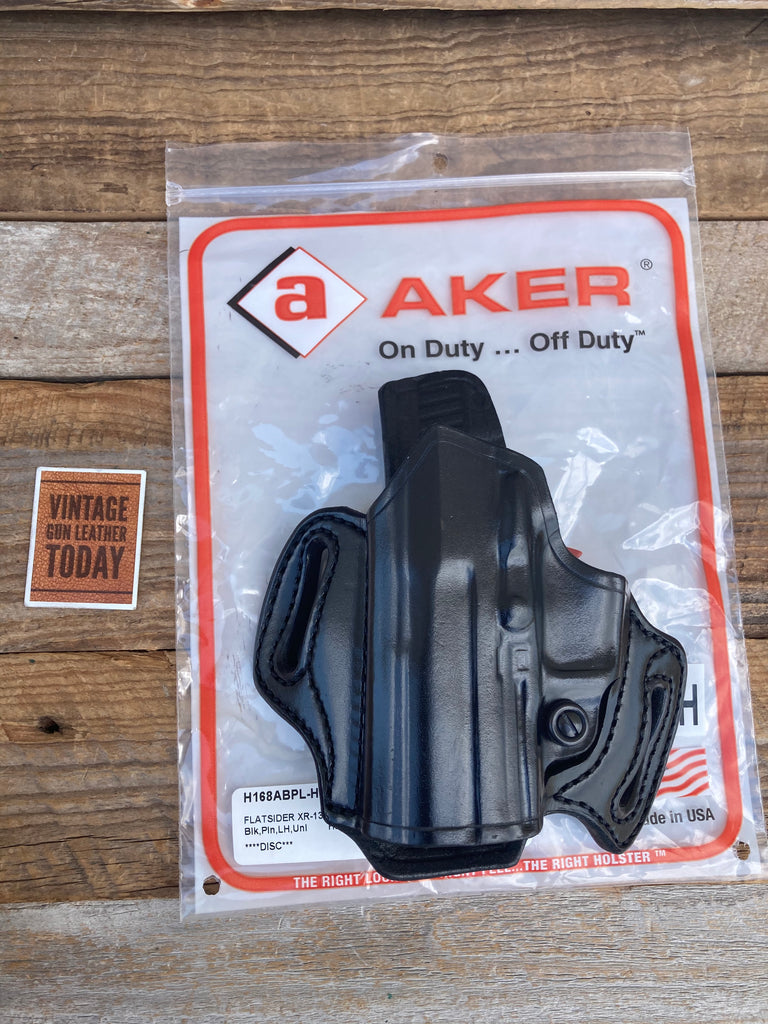 AKER Flatsider Plain Black Leather Open Top OWB Holster For H&K HK P 2000 LEFT