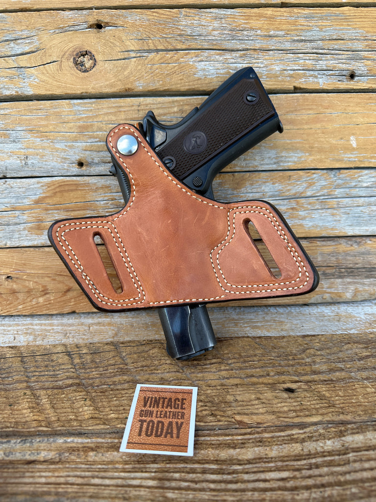 Brown Leather Suede Lined OWB Holster For Colt .45 1911 Commander Government ACP