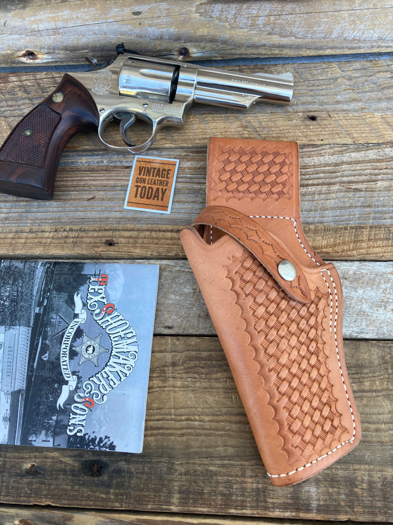 Vintage Tex Shoemaker Brown Basketweave Jordan Holster For S&W K Frame Revolver