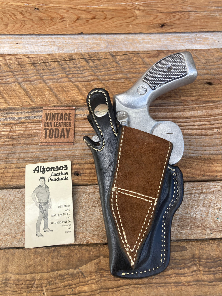 Vintage Alfonsos Black Basketweave Suede Lined Holster For S&W K 2.5" Revolver