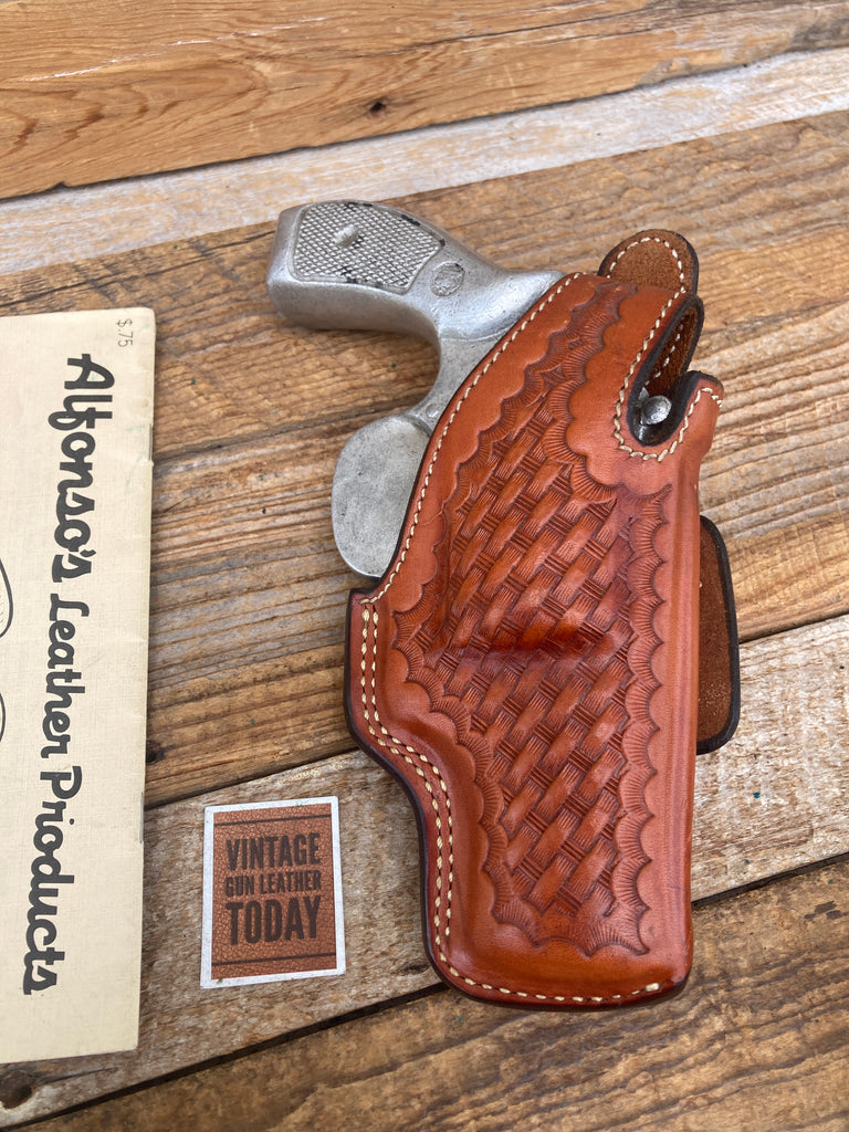 Alfonso's Brown Basketweave Lined Holster For S&W 586 686 L Frame Revolver 2.5