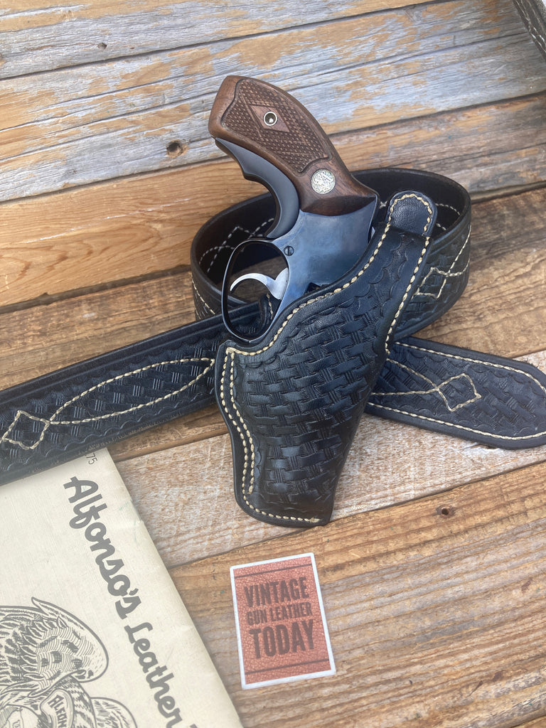 Alfonso's Black Basketweave Leather Lined 2" S&W Chief Special Revolver Mod 36