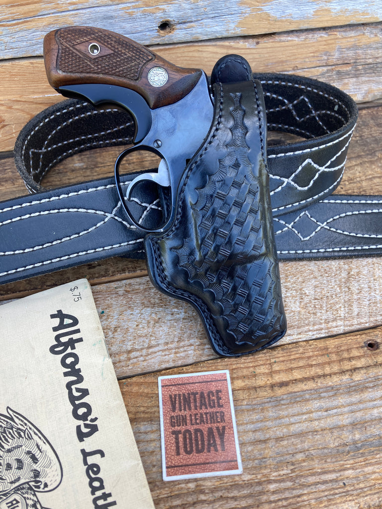 Alfonsos Black Basketweave Leather Lined For Model 36 Chief Special Revolver 2"