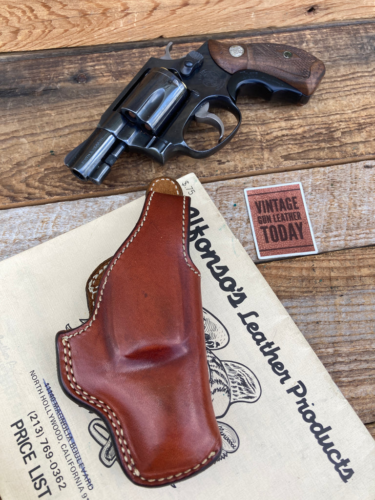 Vintage Alfonsos Brown Leather Lined Revolver Holster for S&W 36 Chiefs Special