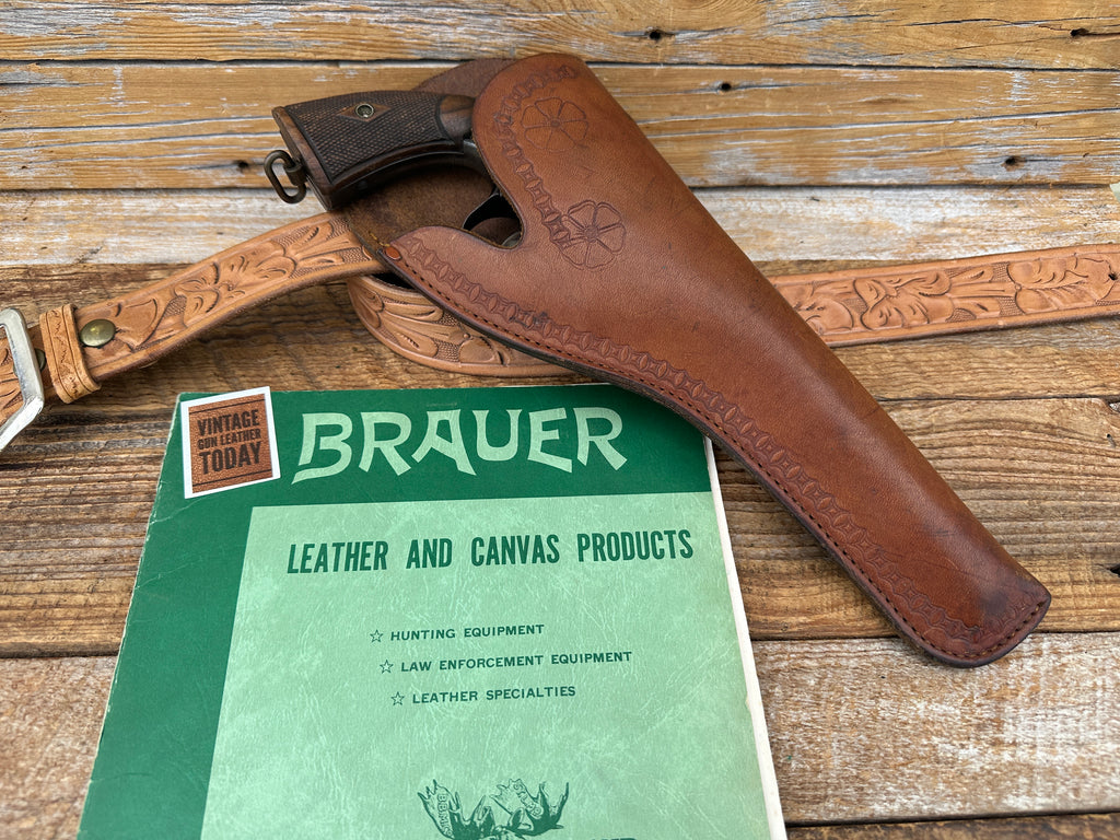 Brauer Leather Floral Border Stamped Holster For S&W K Colt Medium 7.5" Revolver