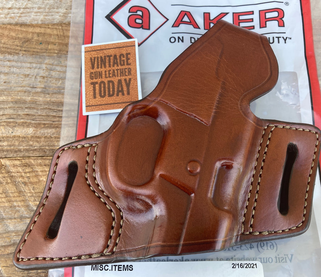 Discontinued Vintage AKER Natural Brown OWB Holster For S&W 5900 Series Round