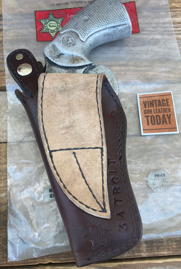 Vintage Tex Shoemaker Cordovan Brown Leather Lined Holster For Colt Python 4"