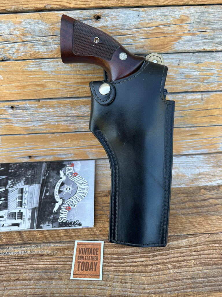 Tex Shoemaker Plain Black Leather  Lined Holster For S&W K Medium Revolver 6"