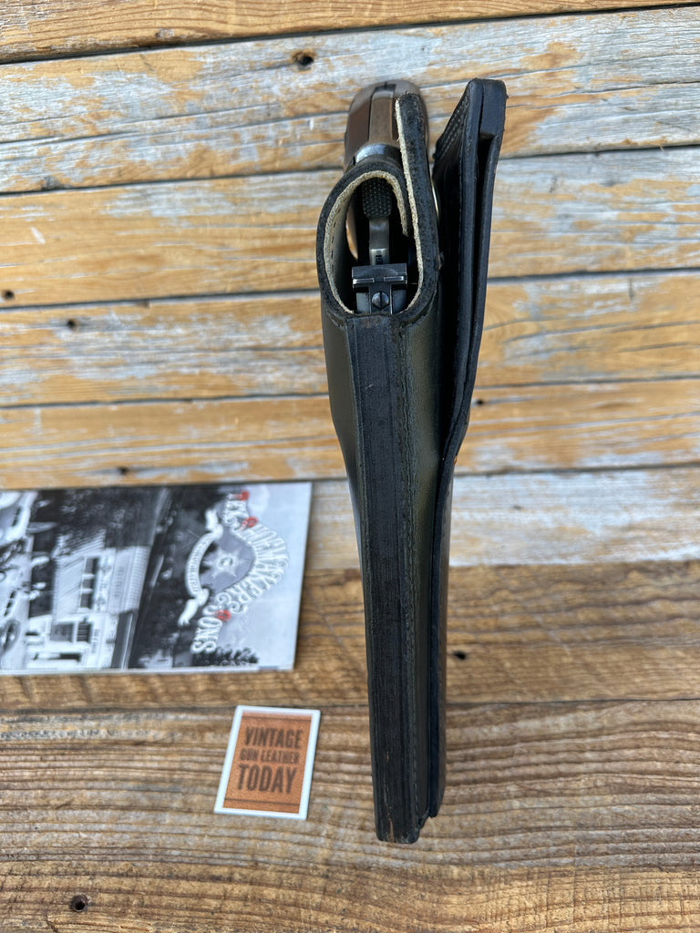 Tex Shoemaker Plain Black Leather  Lined Holster For S&W K Medium Revolver 6"
