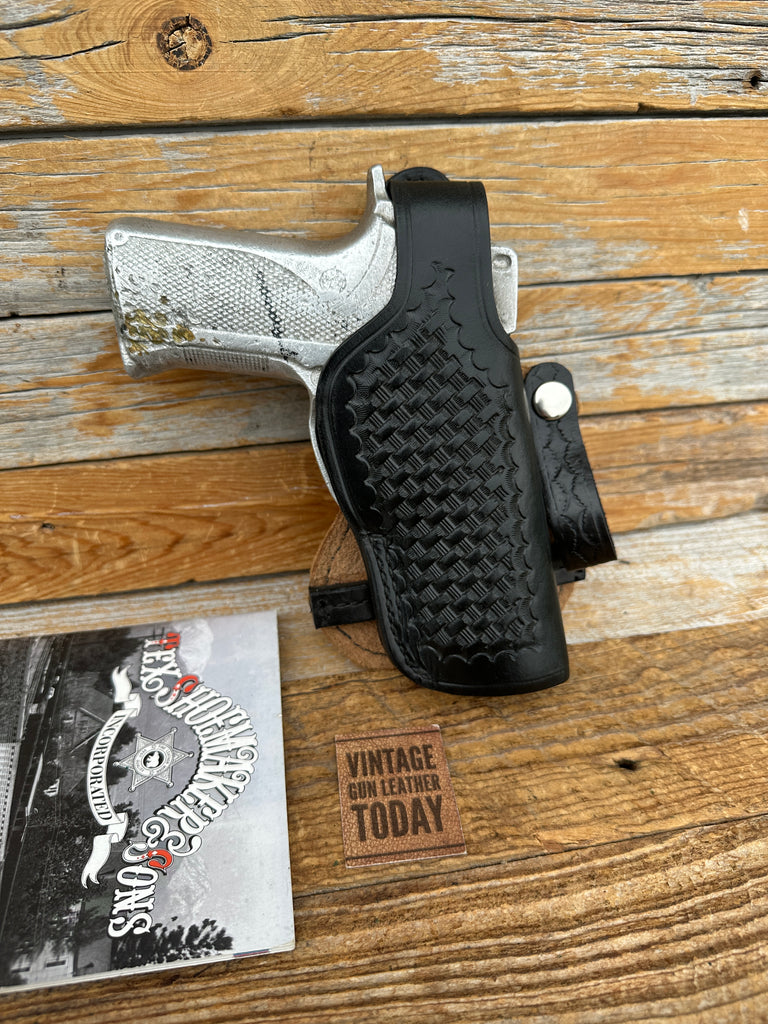 Tex Shoemaker Black Basket Leather Paddle Holster For S&W 4006 Bobbed Hammer CHP