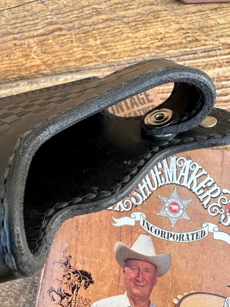 Vintage Tex Shoemaker Black Lined Basket Leather Commander Holster 45 1911 Left