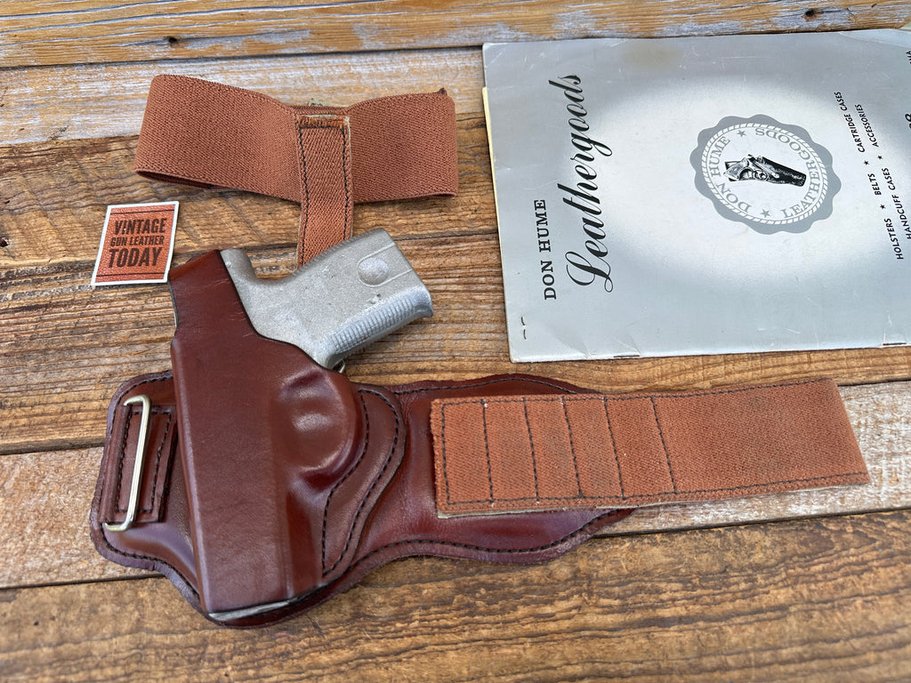Vintage Don Hume Brown Leather Ankle Holster For S&W Sigma 9mm Left