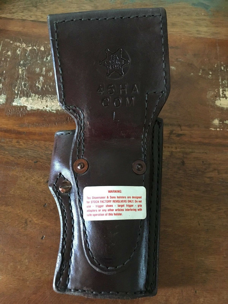 Vintage Tex Shoemaker 45 HA Cordovan Brown Holster For Colt Commander Left