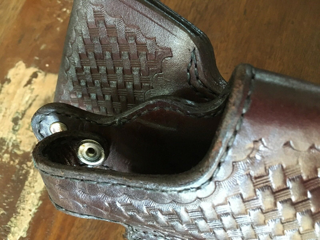 Vintage Tex Shoemaker 45 HA Cordovan Brown Holster For Colt Commander Left