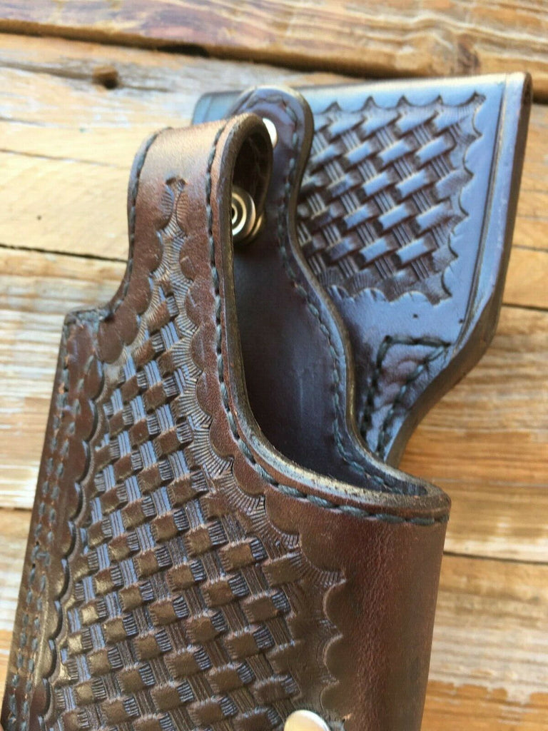 Vintage Tex Shoemaker Leather Lined Holster For Colt Commander Black Brown