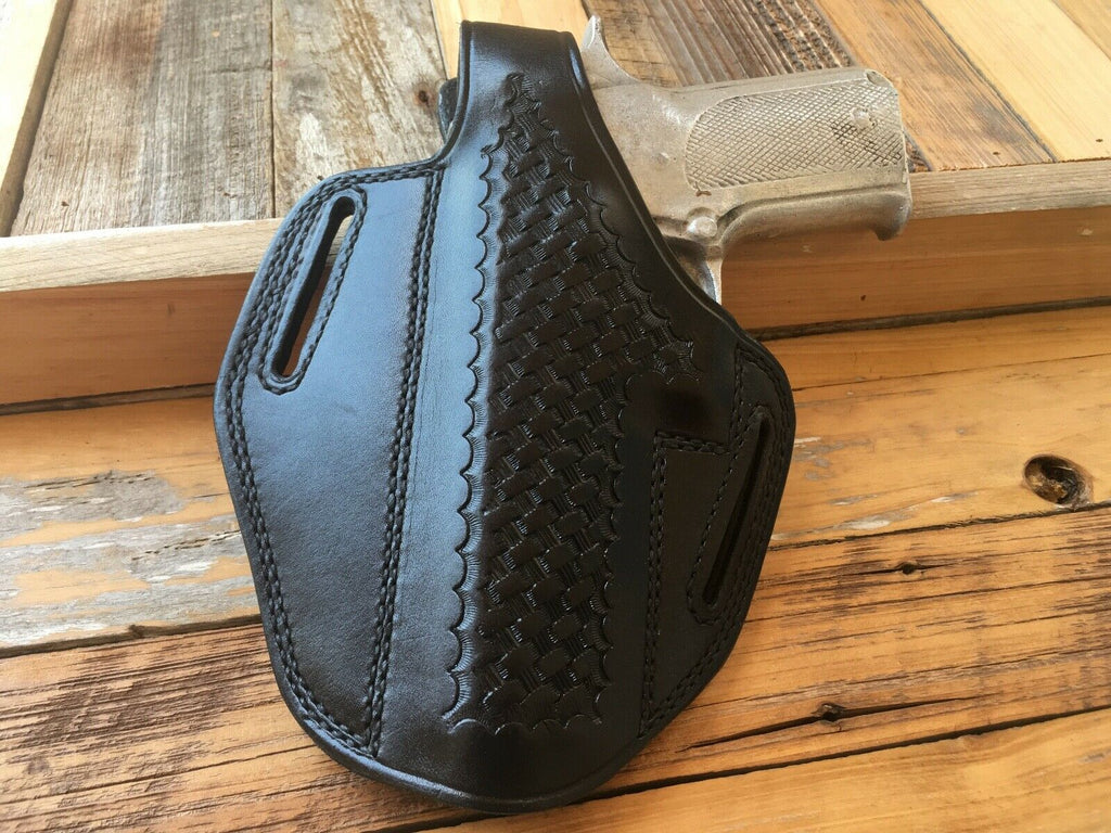 Vintage Tex Shoemaker Black Basketweave Leather Holster for S&W 645 LEFT