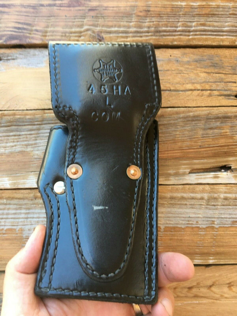 Vintage Tex Shoemaker Leather Lined Holster For Colt Commander Black Brown