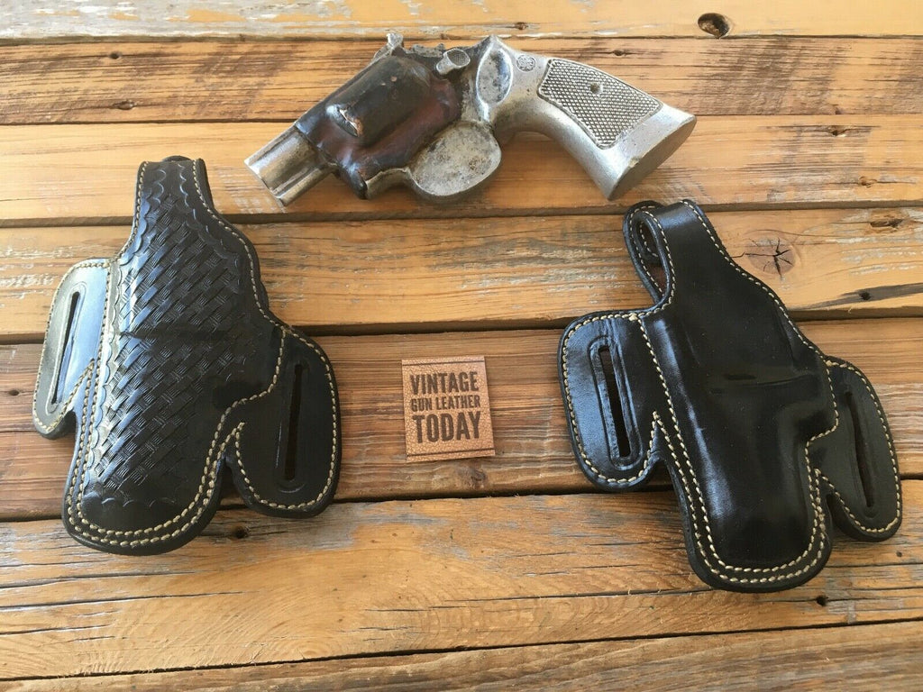 Vintage Alfonsos F60 Black leather Lined Holster For Colt Python / S&W L 2 1/2" Revolver LEFT