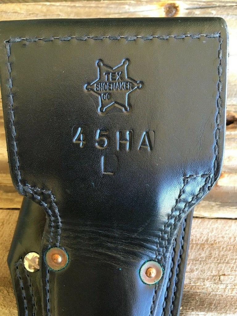 Tex Shoemaker Black Basketweave Leather Lined Holster For Colt 45 1911 5" LEFT