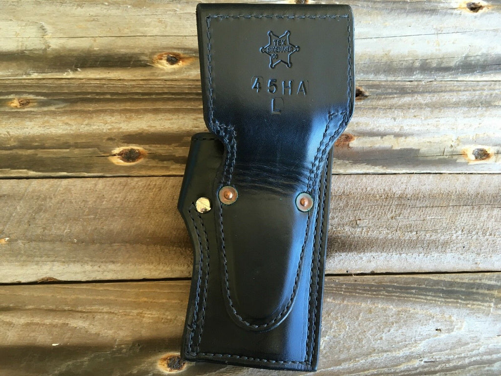 Tex Shoemaker Black Basketweave Leather Lined Holster For Colt 45 1911 5" LEFT