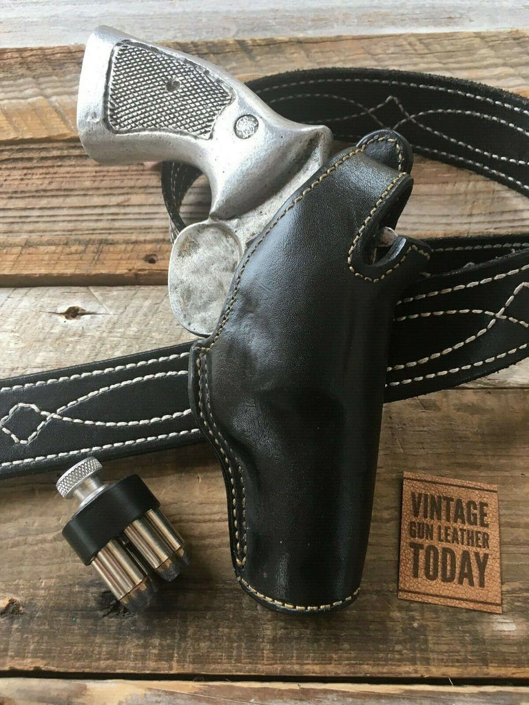 Vintage Alfonsos G76 Black Leather Holster For 2 1/2" S&W K Frame Revolver Lined