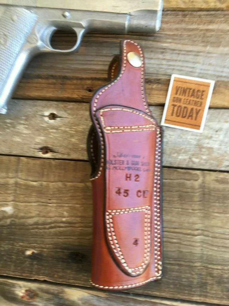 Vintage Alfonsos H2 Brown Suede Lined Leather Holster For Colt 1911 Commander