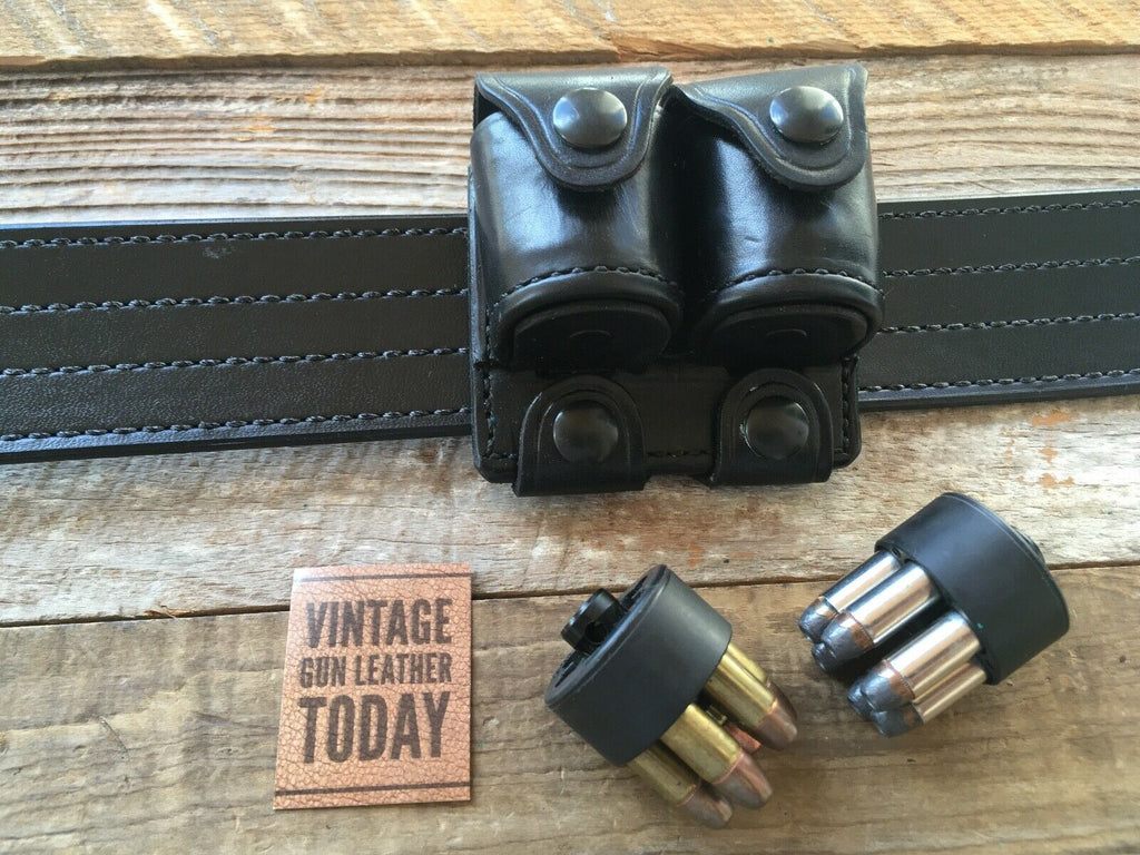 Vintage Alfonsos Black Leather Double Snap Loader Holder For JK2 / Comp I Speed
