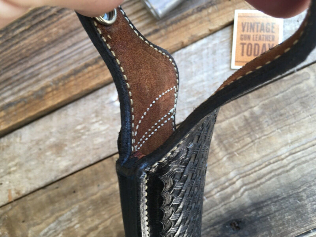 Vintage Alfonso's Black Basketweave Leather Lined Holster For Colt Commander