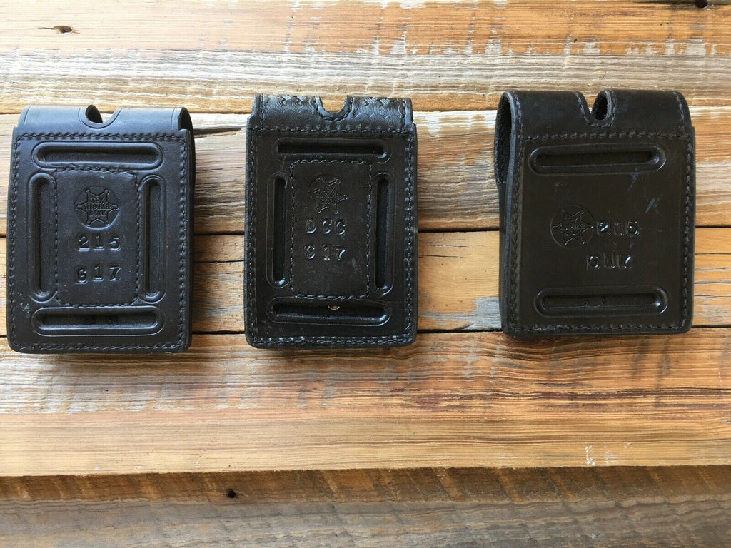 Tex Shoemaker Black Leather Police Duty Double Magazine Carrier For Glock 17
