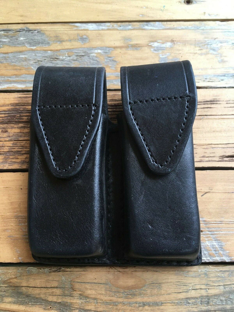 Tex Shoemaker Black Leather Police Duty Double Magazine Carrier For Glock 19 23 32