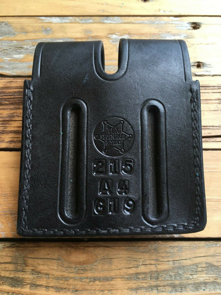 Tex Shoemaker Black Leather Police Duty Double Magazine Carrier For Glock 19 23 32