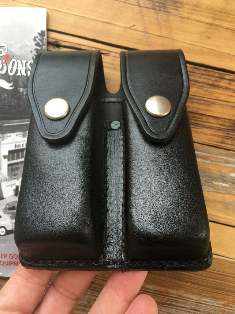 Tex Shoemaker Black Leather Police Duty Double Magazine Carrier For Glock 21