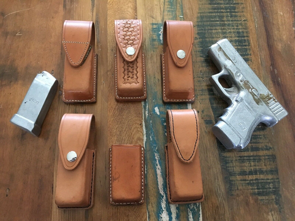 Tex Shoemaker Natural Brown Leather For Glock 30 Single Magazine Clip Holder