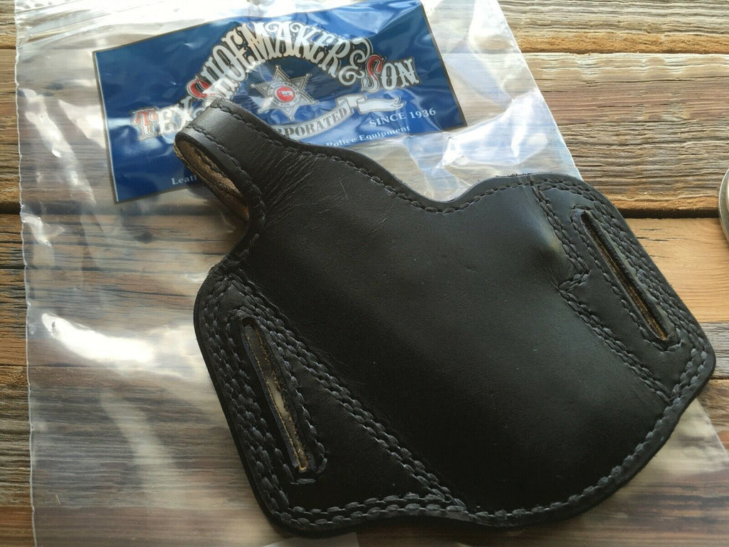 Vintage Tex Shoemaker Plain Black Leather Holster Suede Lined For A S&W 6904 6906