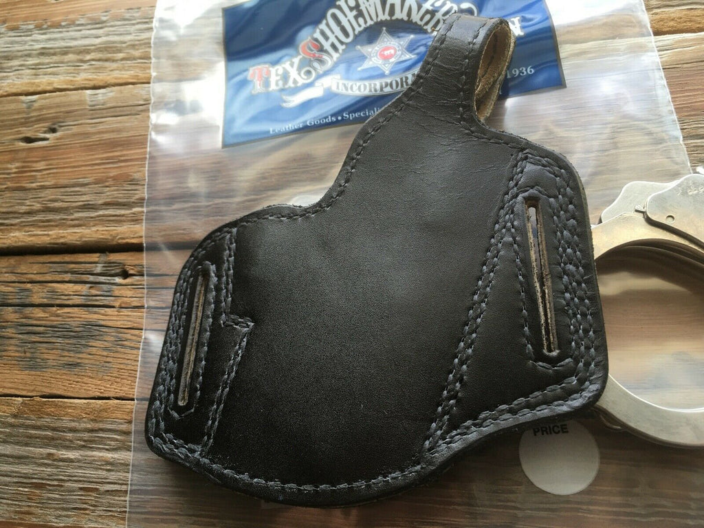 Vintage Tex Shoemaker Plain Black Leather Holster Suede Lined For 6904 6906