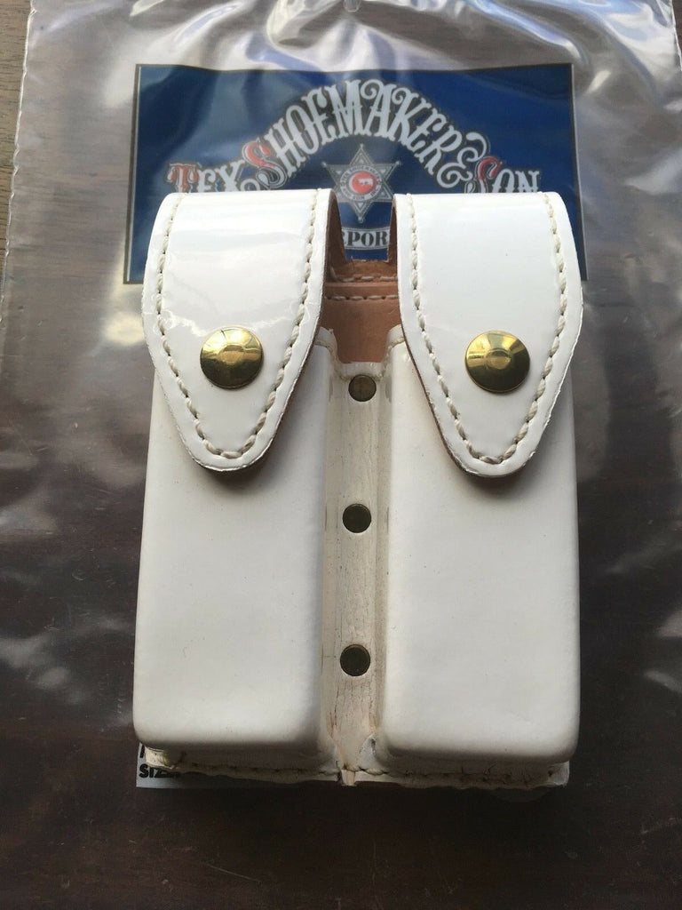 Tex Shoemaker Gloss Patent Clarino Leather Magazine Carrier White For Glock 21 20 21SF