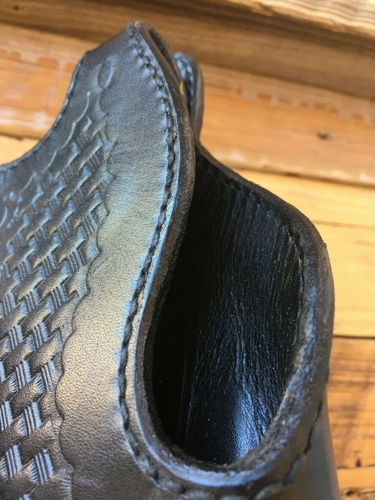 Vintage Tex Shoemaker Black Basketweave Leather Lined Holster For A Browning BDA