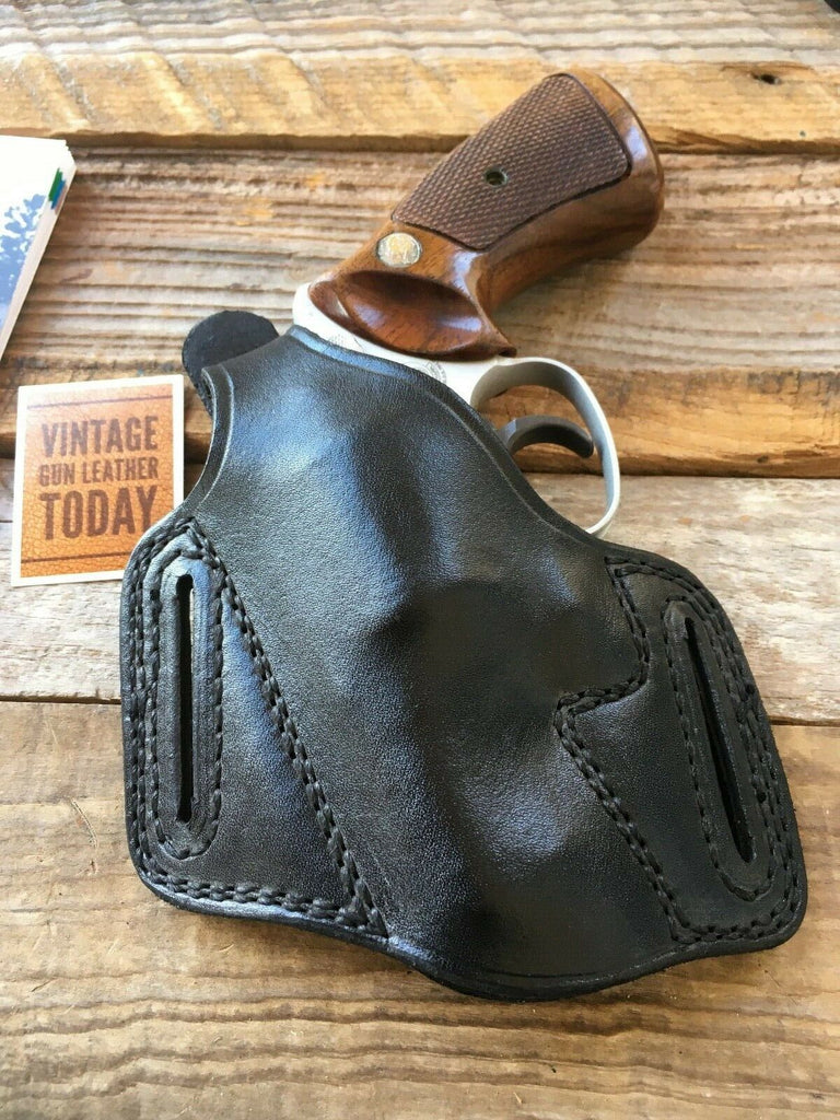 Vintage Tex Shoemaker Black Leather OWB Holster For S&W J Frame up to 2"