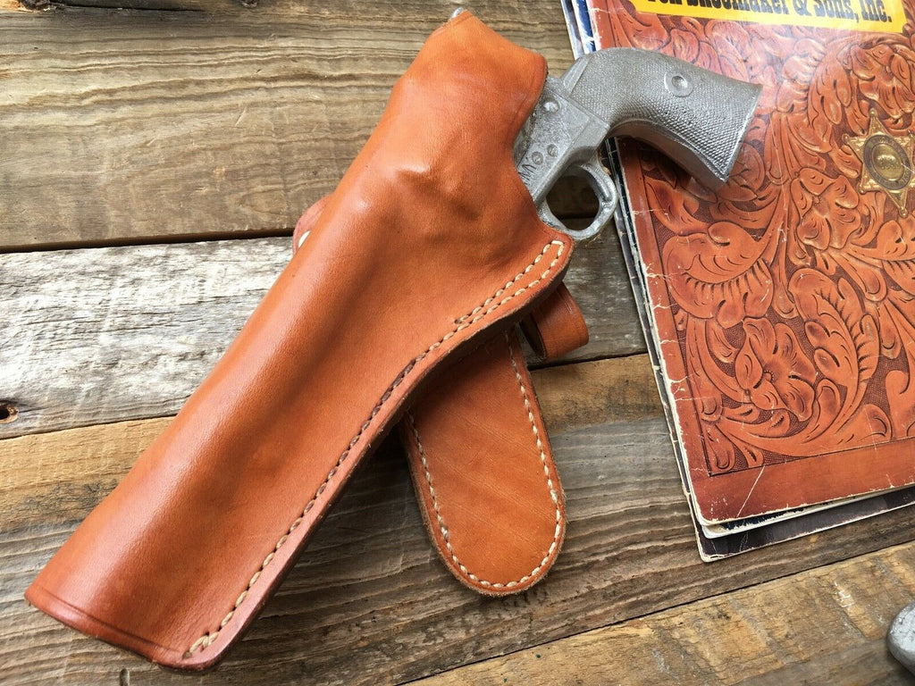 Vintage Tex Shoemaker Brown Leather Cros Draw Holster For Colt SA Army LEFT