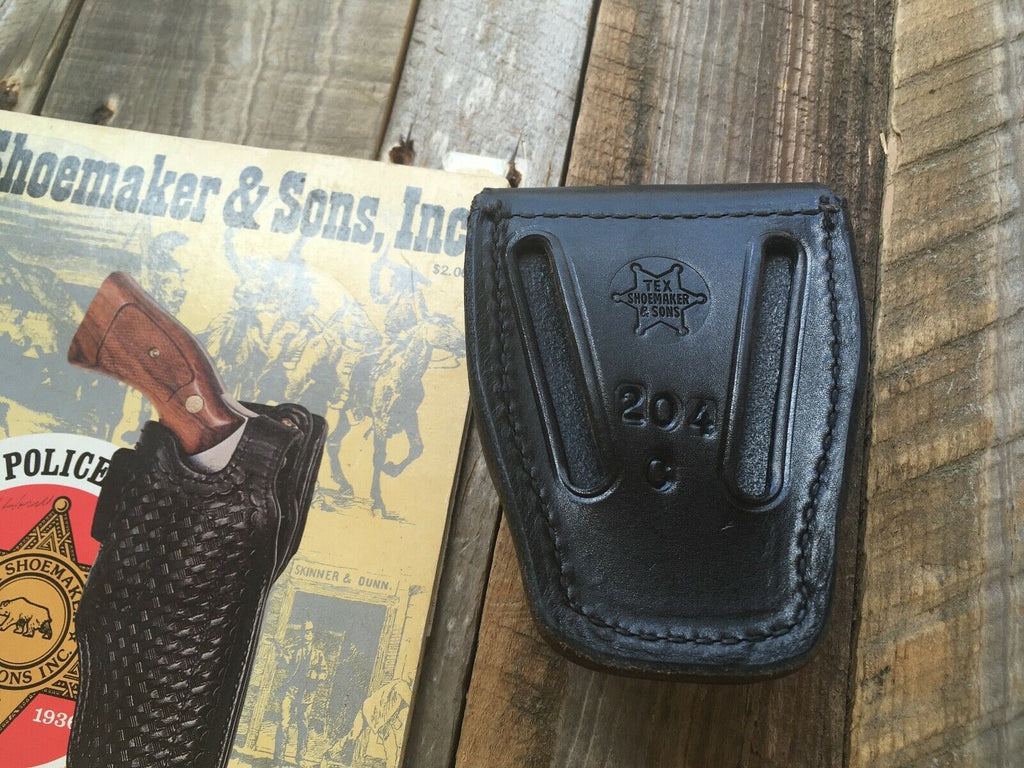 Tex Shoemaker 204C Plain Black Leather Double Cuff Case Handcuff Case