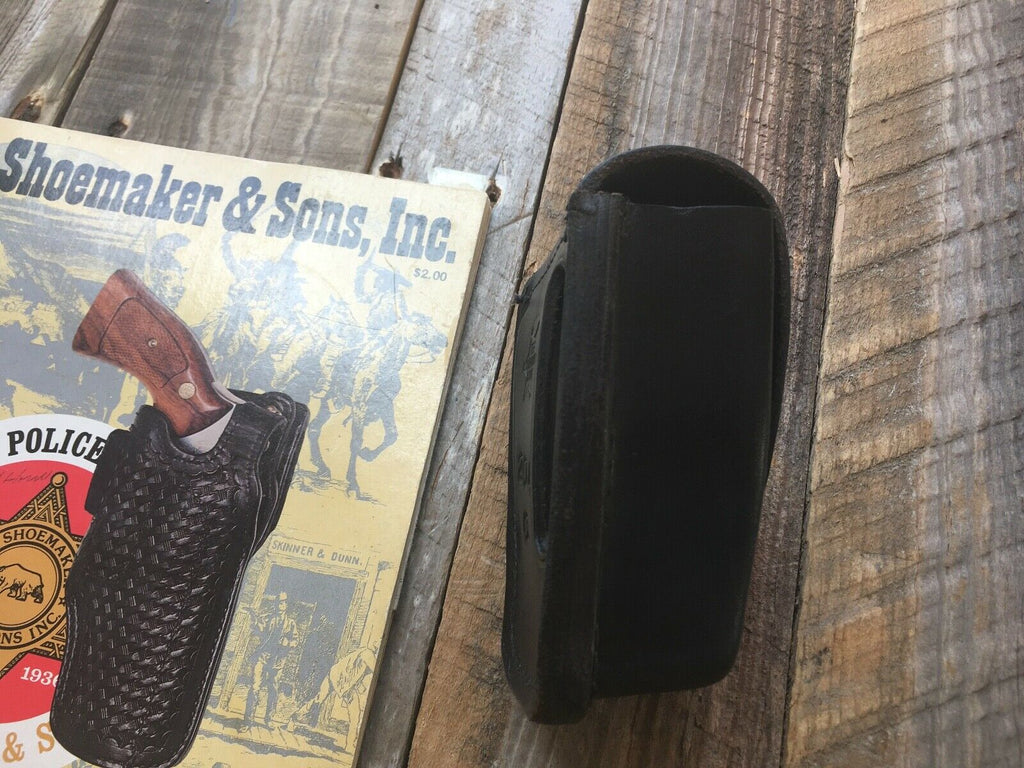 Tex Shoemaker 204C Plain Black Leather Double Cuff Case Handcuff Case