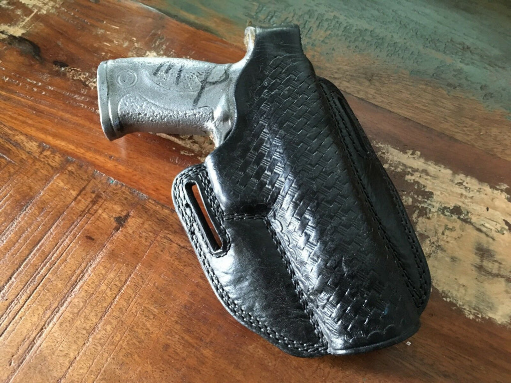 Tex Shoemaker Black Basketweave Leather Holster For S&W M&P Auto