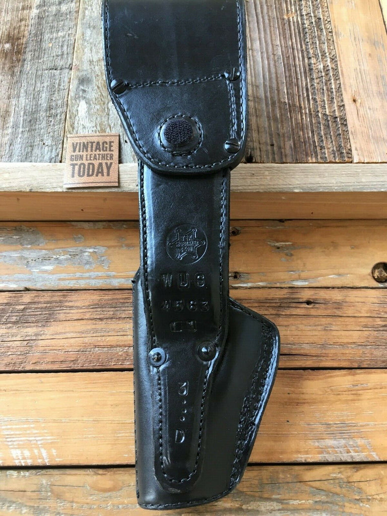 Vintage Tex Shoemaker Plain Black Leather Duty WUS Swivel Holster For S&W 4563