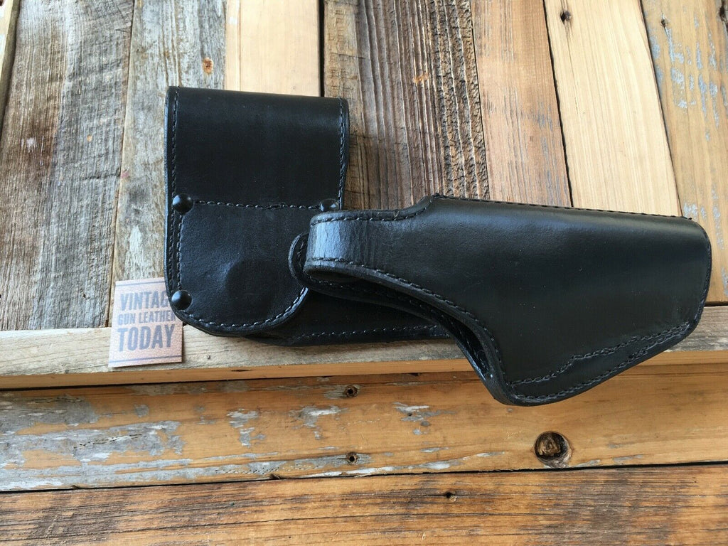Vintage Tex Shoemaker Plain Black Leather Duty WUS Swivel Holster For S&W 4563