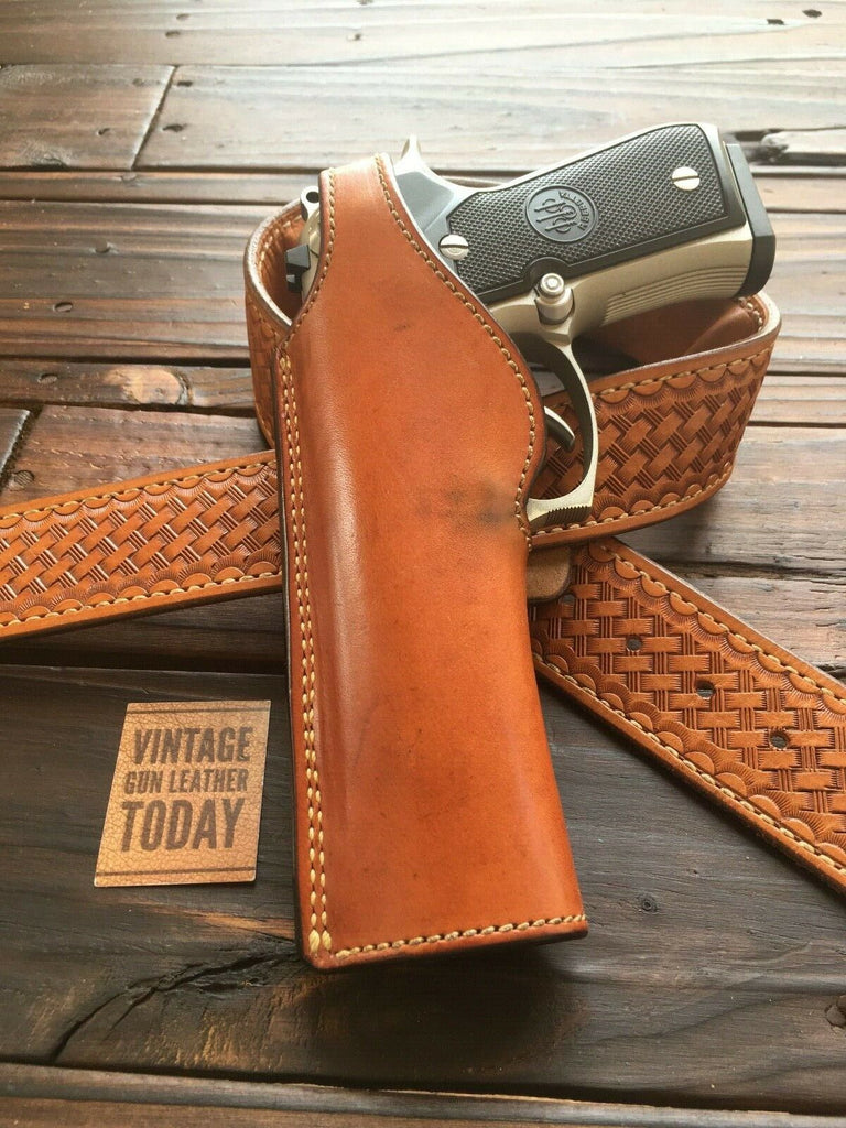 Vintage Alfonsos Plain Brown Leather Lined Holster For Beretta 92F 96D LEFT