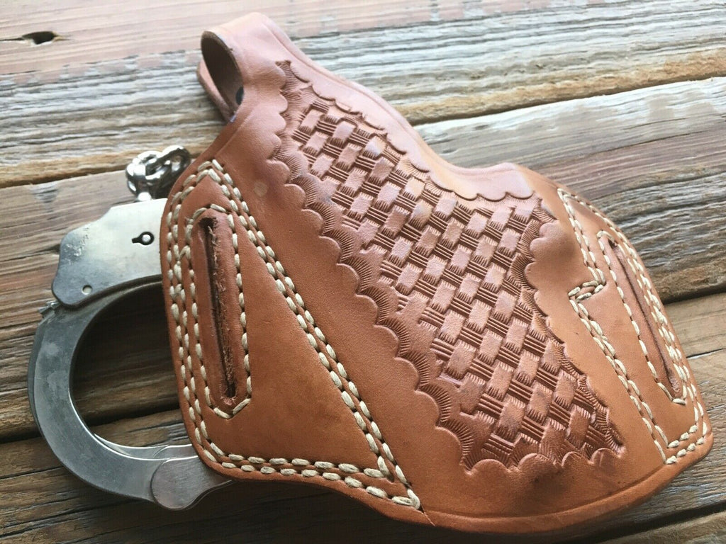 Tex Shoemaker Natural Brown Leather / Basketweave OWB Holster for S&W 6906 6904