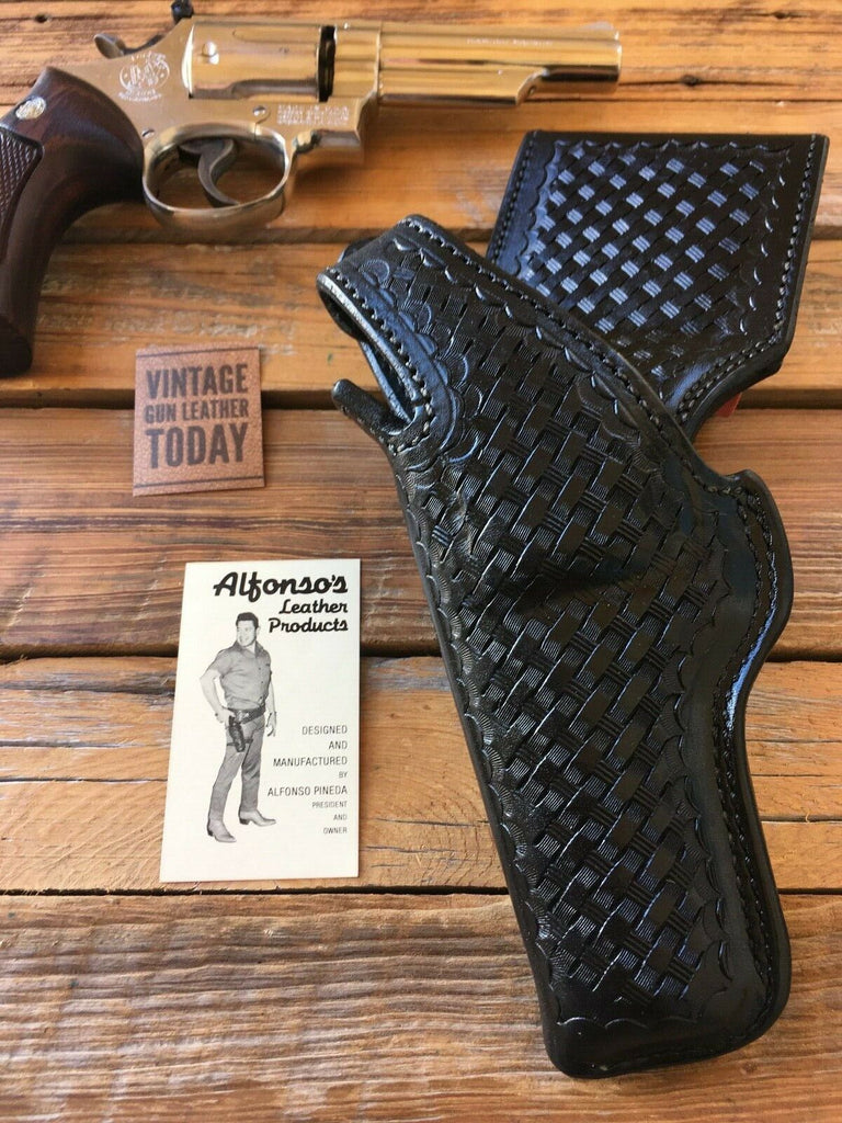 Alfonso's Black Basketweave Leather Border Patrol Holster For S&W 586 / 686 L