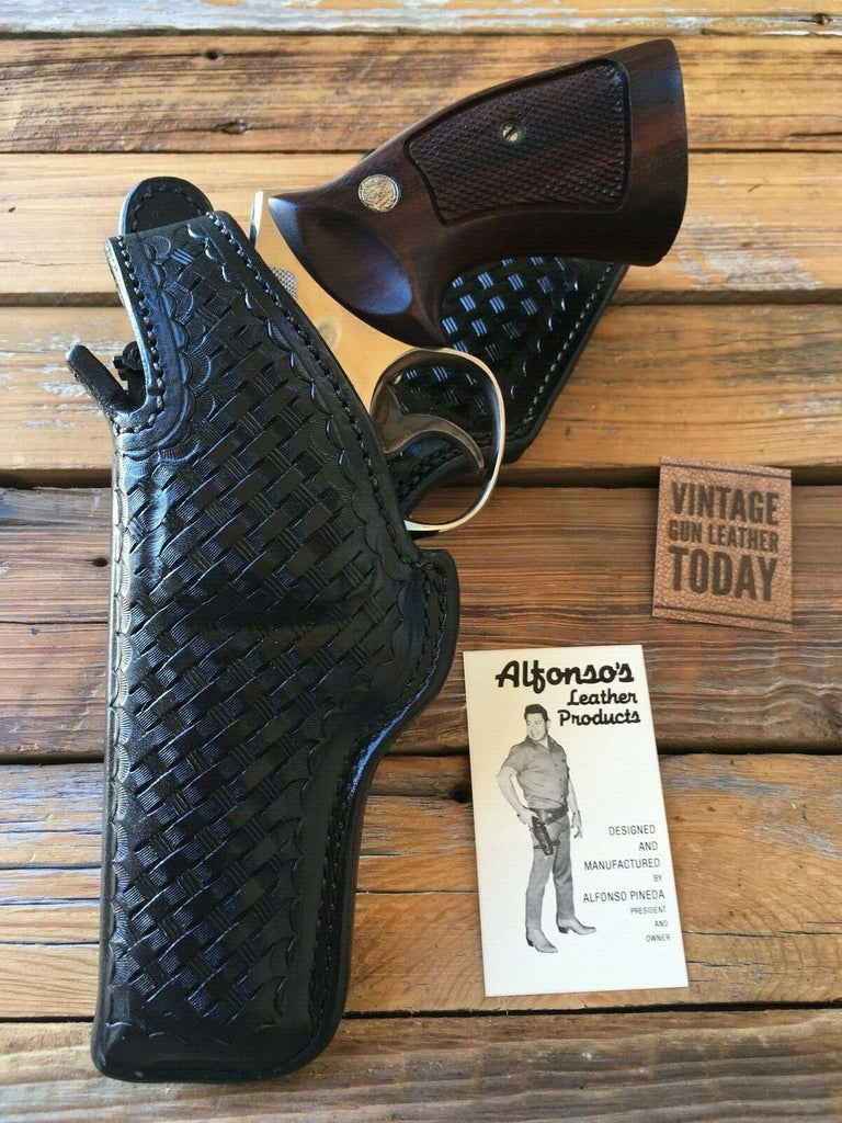 Alfonso's Black Basketweave Leather Border Patrol Holster For S&W 586 / 686 L